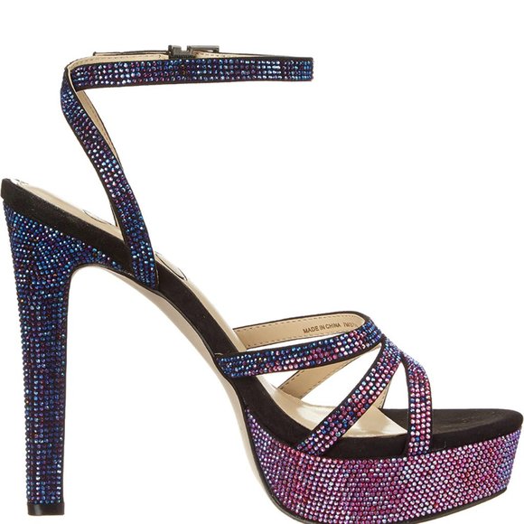 Jessica Simpson Balina Faux Suede Platform Ankle Wrap Dress SandalsBlack 9 size - Picture 1 of 13